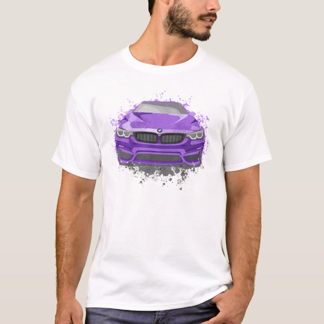 Camiseta Ilustracion Purple Sports Car en el estilo Waterco (Anverso)