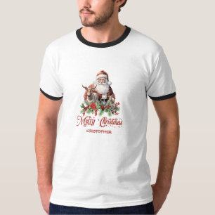 Camiseta Ilustracion retro clásico Santa con rebote