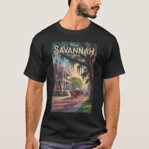 Camiseta Ilustración retro de caballo y carruaje de Savanna