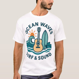 Camiseta Ilustración Retro de Guitarra Surf