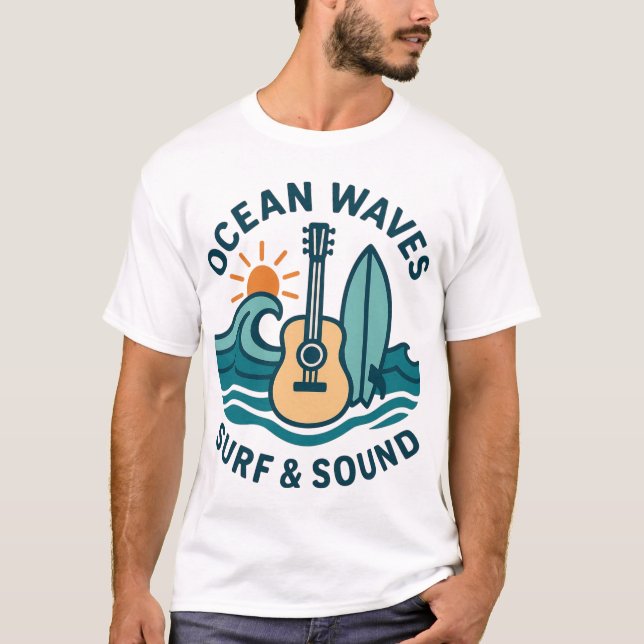 Camiseta Ilustración Retro de Guitarra Surf (Anverso)