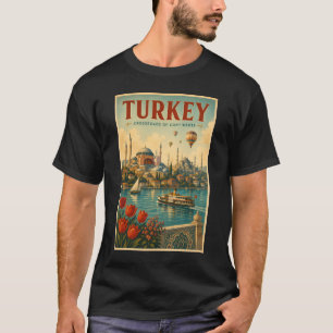 Camiseta Ilustración retro de la Mezquita Azul de Santa Sof