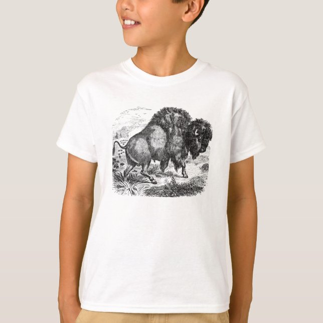 Camiseta Ilustracion retro del animal del bisonte del (Anverso)