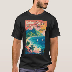 Camiseta Ilustración retro del paisaje de Saint Kitts y Nev