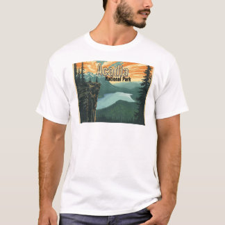 Camiseta Ilustración Retro del Parque Nacional Acadia