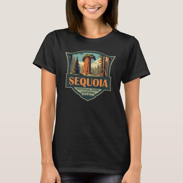 Camiseta Ilustracion Retro del Parque Nacional Sequoia (Anverso)