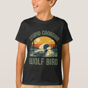 Camiseta Ilustración Retro Estúpida Lobo Loon Canadiense
