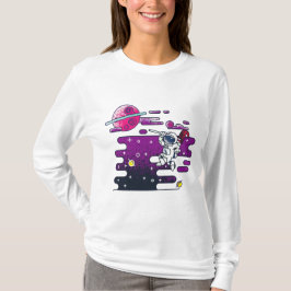 Camiseta Ilustracion retro vibrante astronauta espacial