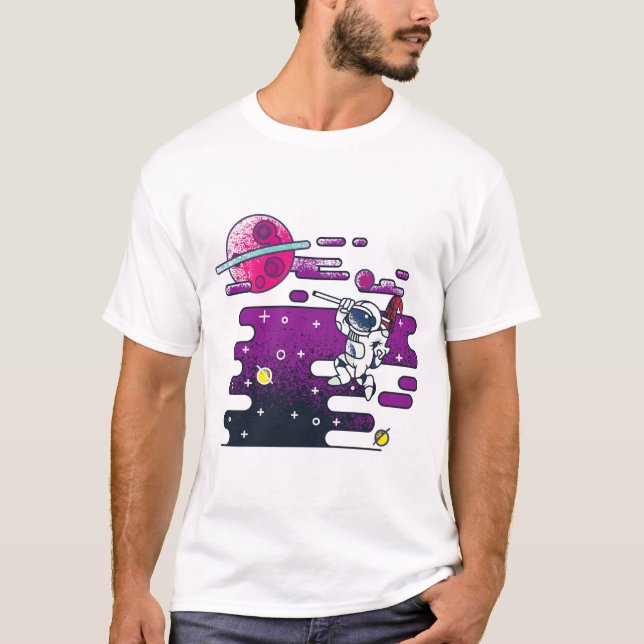 Camiseta Ilustracion retro vibrante astronauta espacial (Anverso)