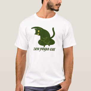 Camiseta Ilustración Retro Yoga Gato Tranquilo Zen