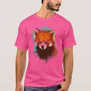 Camiseta Ilustracion rojo panda Tinta Fluffy Cute Animal Na