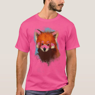 Camiseta Ilustracion rojo panda Tinta Fluffy Cute Animal Na