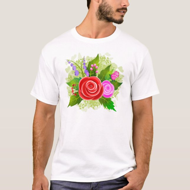 Camiseta Ilustracion Rosa Flores (Anverso)