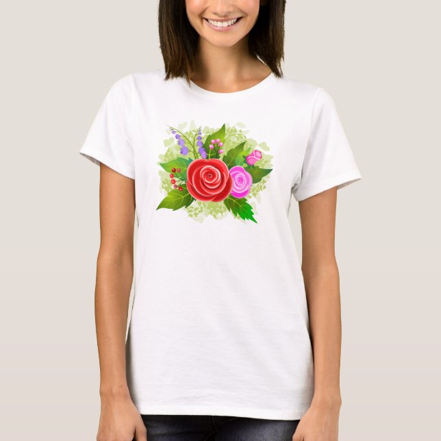 Camiseta Ilustracion Rosa Flores (Anverso)