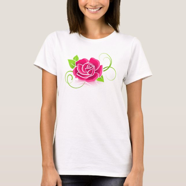 Camiseta Ilustracion Rosa Rosado (Anverso)