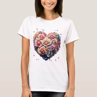 Camiseta Ilustracion Rose Bouquet en forma de corazón