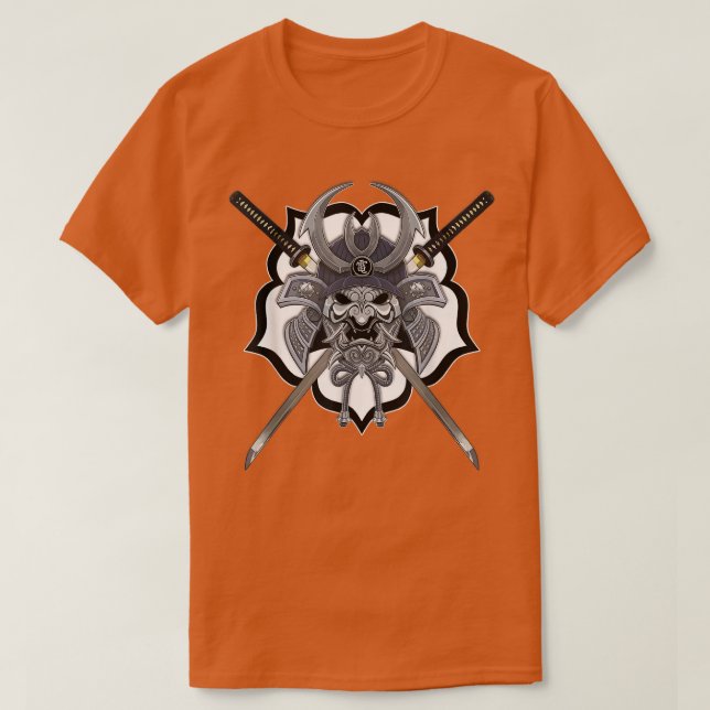 Camiseta Ilustracion Samurai Ninja Helmet Katana (Diseño del anverso)