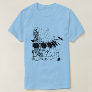 Camiseta Ilustracion Saxophones Jazz Vintage