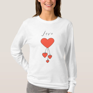 Camiseta Ilustracion simple con corazones escarlatos Amor