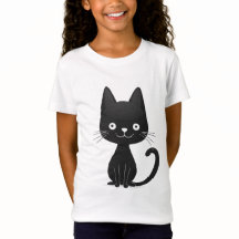 Ilustración simple de gato negro, gato adorable ka