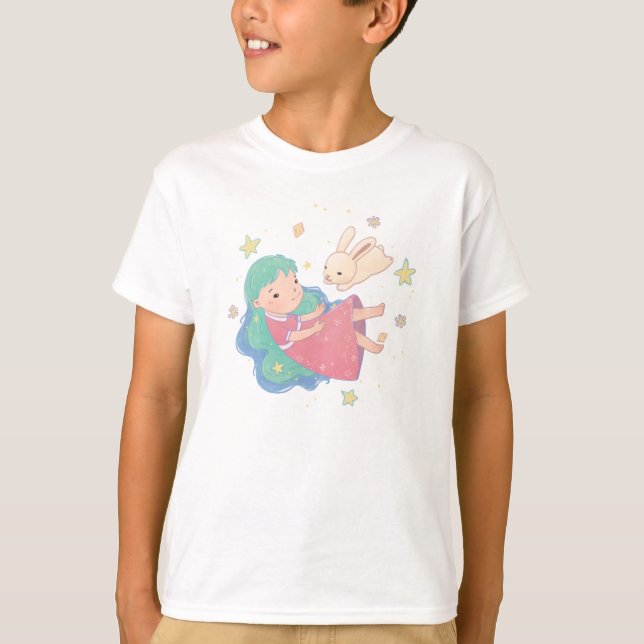 Camiseta Ilustracion Starry Night Bunny & Chica (Anverso)