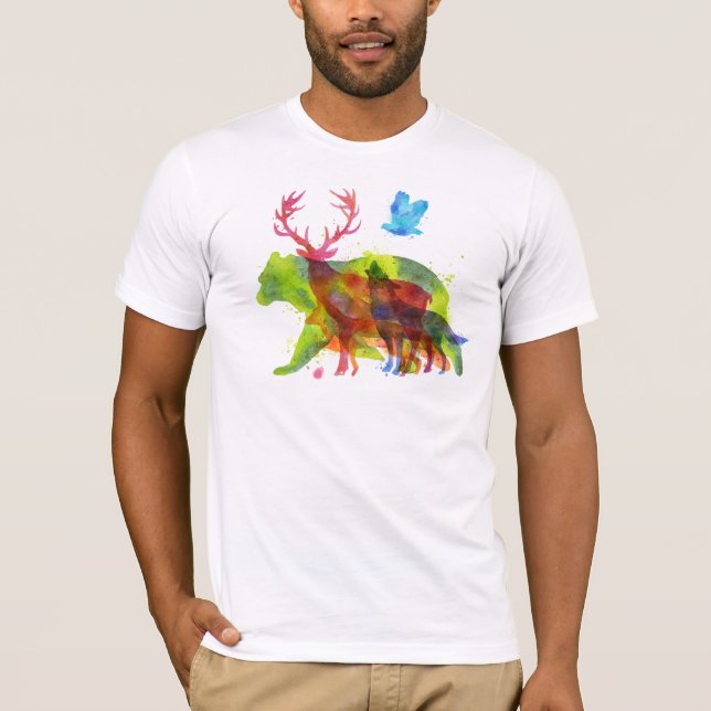 Camiseta Ilustracion suelto de acuarelas sobreimpresión de  (Anverso)
