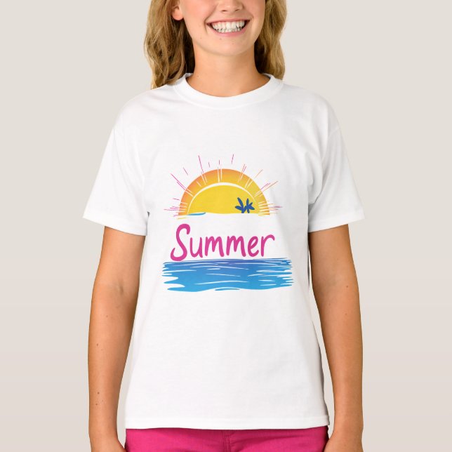 Camiseta Ilustracion Sunset Summer Beach (Anverso)