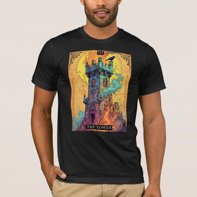 Camiseta Ilustracion Tarot Card, La Torre (Anverso)