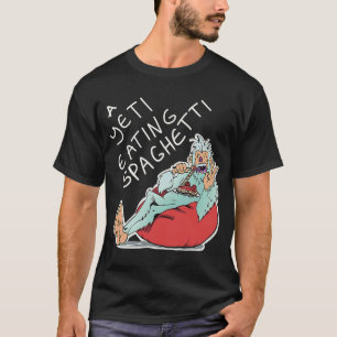 Camiseta Ilustración tonta de un yeti comiendo espaguetis p