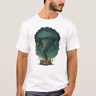 Camiseta Ilustracion Tornado Storm   Relámpago poderoso