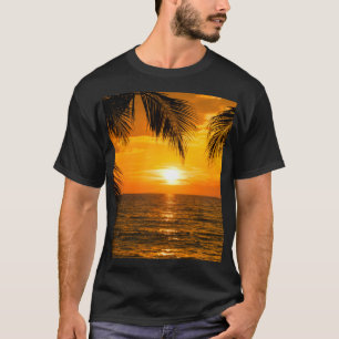 Camiseta Ilustracion Tropical Beach Sunset Palm