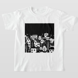 Camiseta Ilustración urbana en blanco y negro