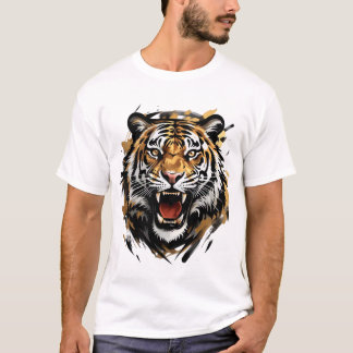 Camiseta Ilustracion vectorial de la cara del tigre ruidoso