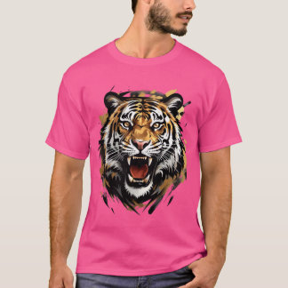 Camiseta Ilustracion vectorial de la cara del tigre ruidoso