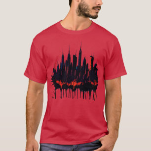Camiseta ilustración vectorial de la silueta de la ciudad d