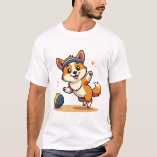 Camiseta Ilustración vectorial de perro Corgi vintage jugan