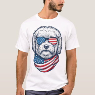 Camiseta Ilustración vectorial de perro esponjoso patriótic