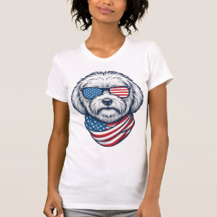 Camiseta Ilustración vectorial de perro esponjoso patriótic