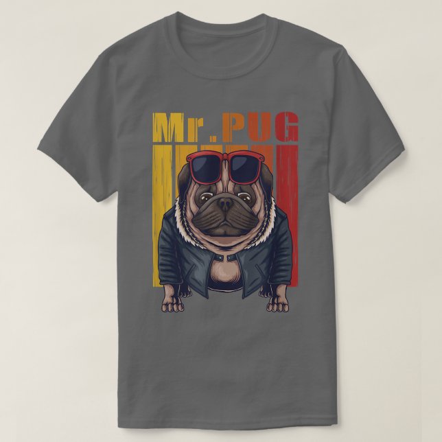 Camiseta ilustracion vectorial de pug dog cool (Diseño del anverso)