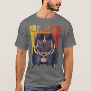 Camiseta ilustracion vectorial de pug dog cool 