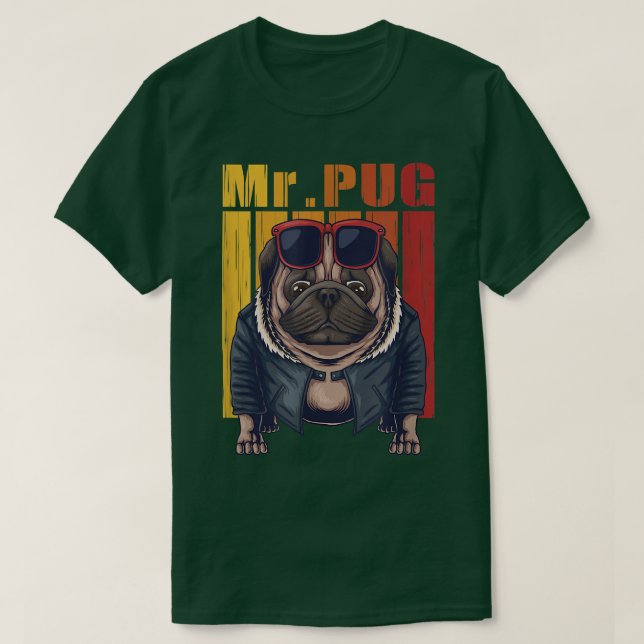Camiseta ilustracion vectorial de pug dog cool  (Diseño del anverso)