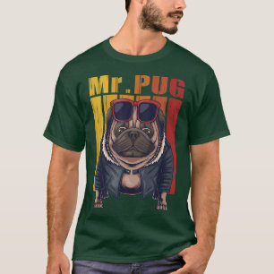 Camiseta ilustracion vectorial de pug dog cool