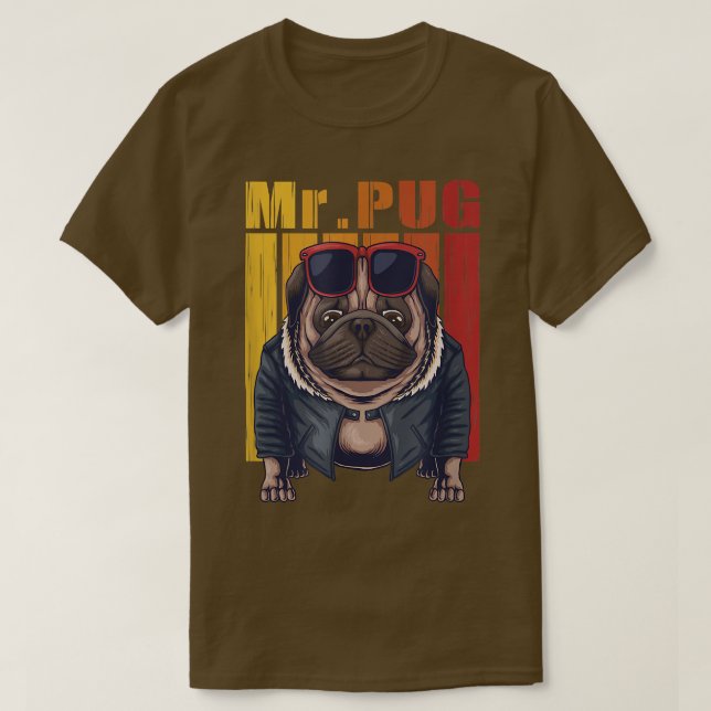 Camiseta ilustracion vectorial de pug dog cool  (Diseño del anverso)