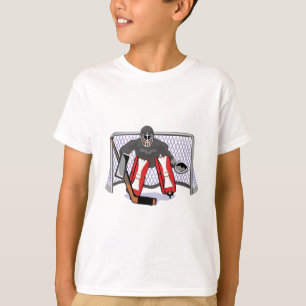 Camiseta ilustración vectorial realista de portero de hocke