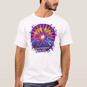 Camiseta Ilustración vectorial retro de padel synthwave