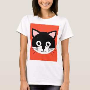 Camiseta Ilustración Vibrante de Cara de Gato Adorable
