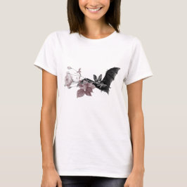 Camiseta Ilustracion Victoriano Bat con excelente rosa de a