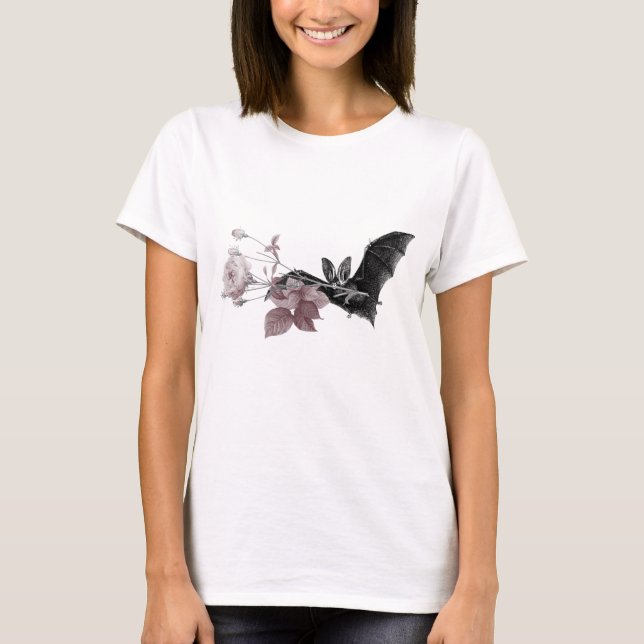 Camiseta Ilustracion Victoriano Bat con excelente rosa de a (Anverso)