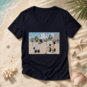 Camiseta Ilustración Vintage Art Déco de la Playa de la Déc