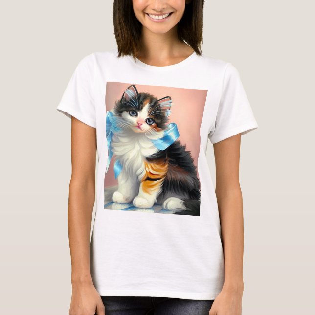 Camiseta Ilustracion Vintage Calico Kitten (Anverso)